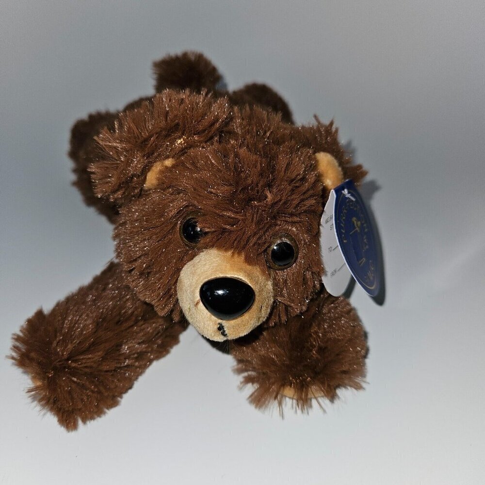 VTG Purr-fection MJC Brown Bear Plush Stuffed Animal Toy 9" Long 1992 Soft w/TAG